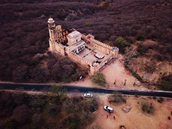 Drone view of the Charan temple in Jaipur