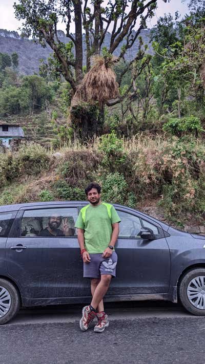 I near Ukhimath in a personal car