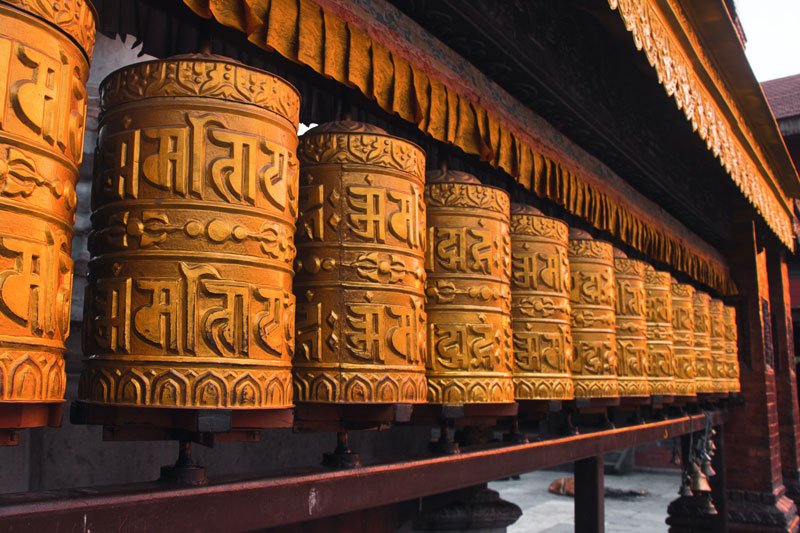 Prayer wheels at Key Monastery