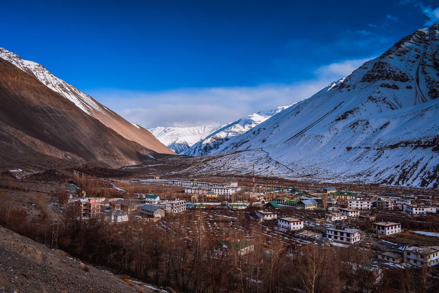 Tabo village in Spiti Valley where Tabo monastery exists.