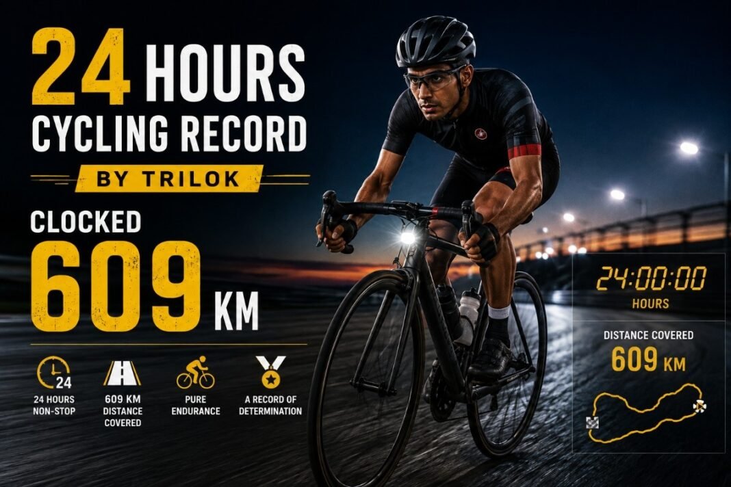 24 Hours Cycling Record By Trilok – Clocked 609 km 24 Hours Cycling Record By Trilok – Clocked 609 km