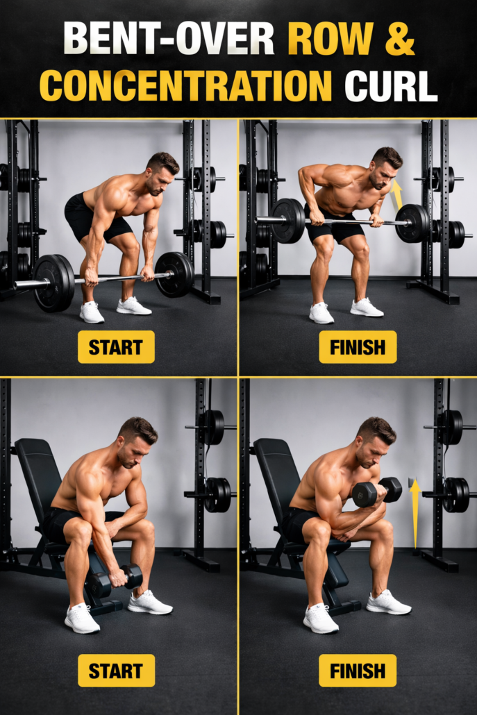 Bent-Over Row with Concentration Curl
