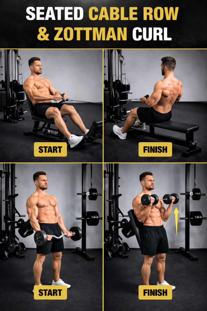 Seated Cable Row and Zottman Curl